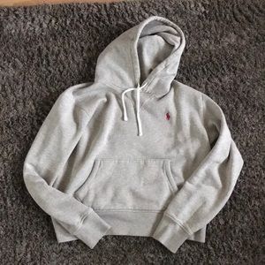 Ralph Lauren Polo Grey Cream Hoodie Sweatshirt Top